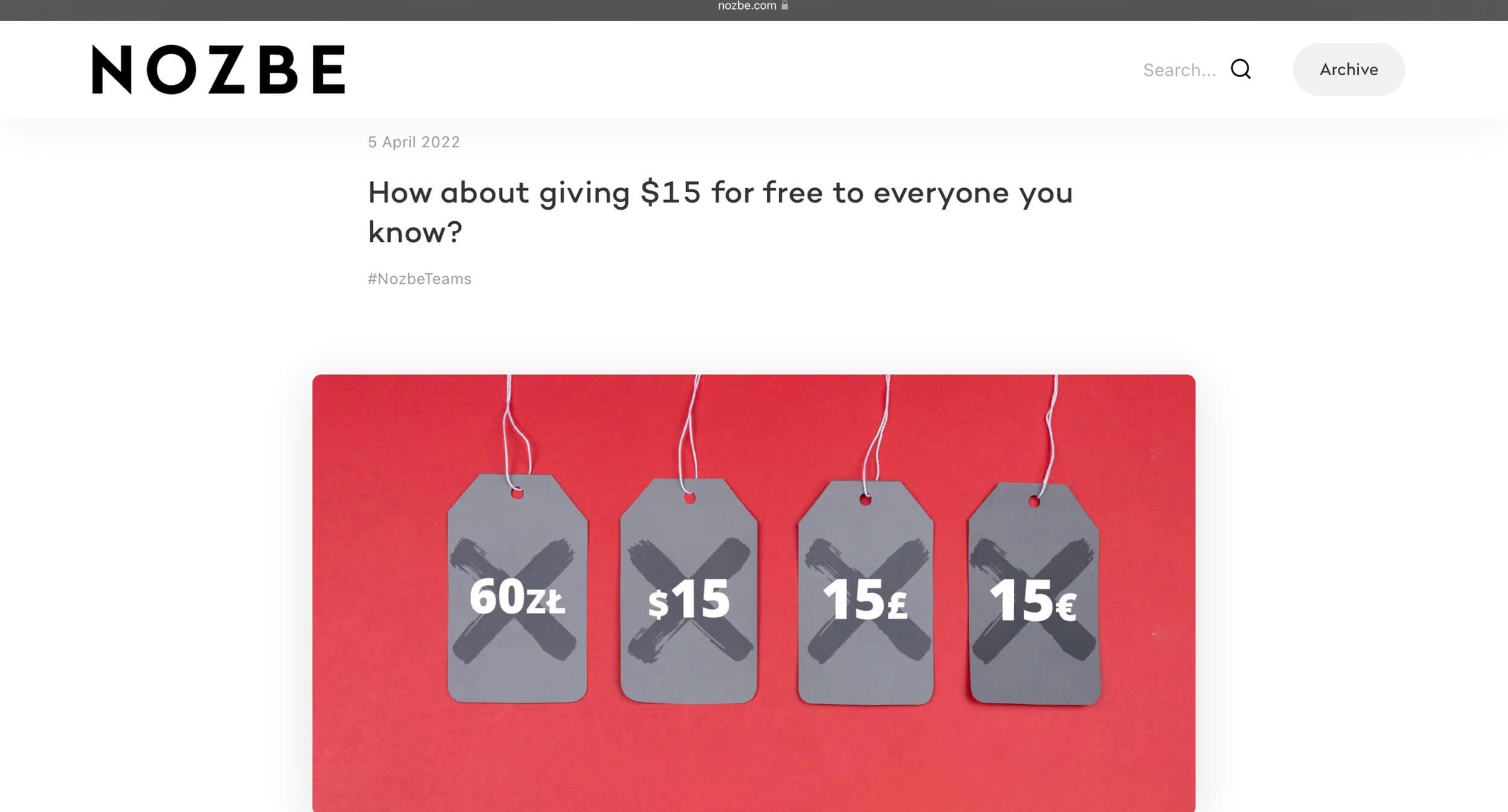 On Nozbe blog - how about giving away $15 for each new team?