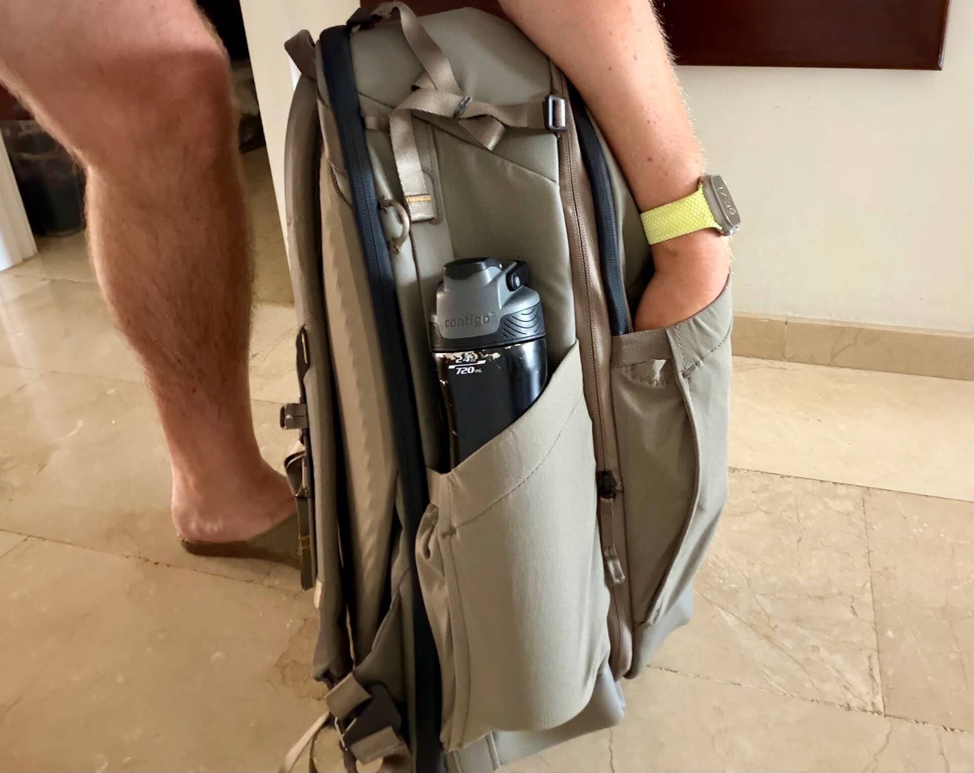 Why I prefer a 2-in-1 Peak Design backpack instead of a carry-on? bottles
