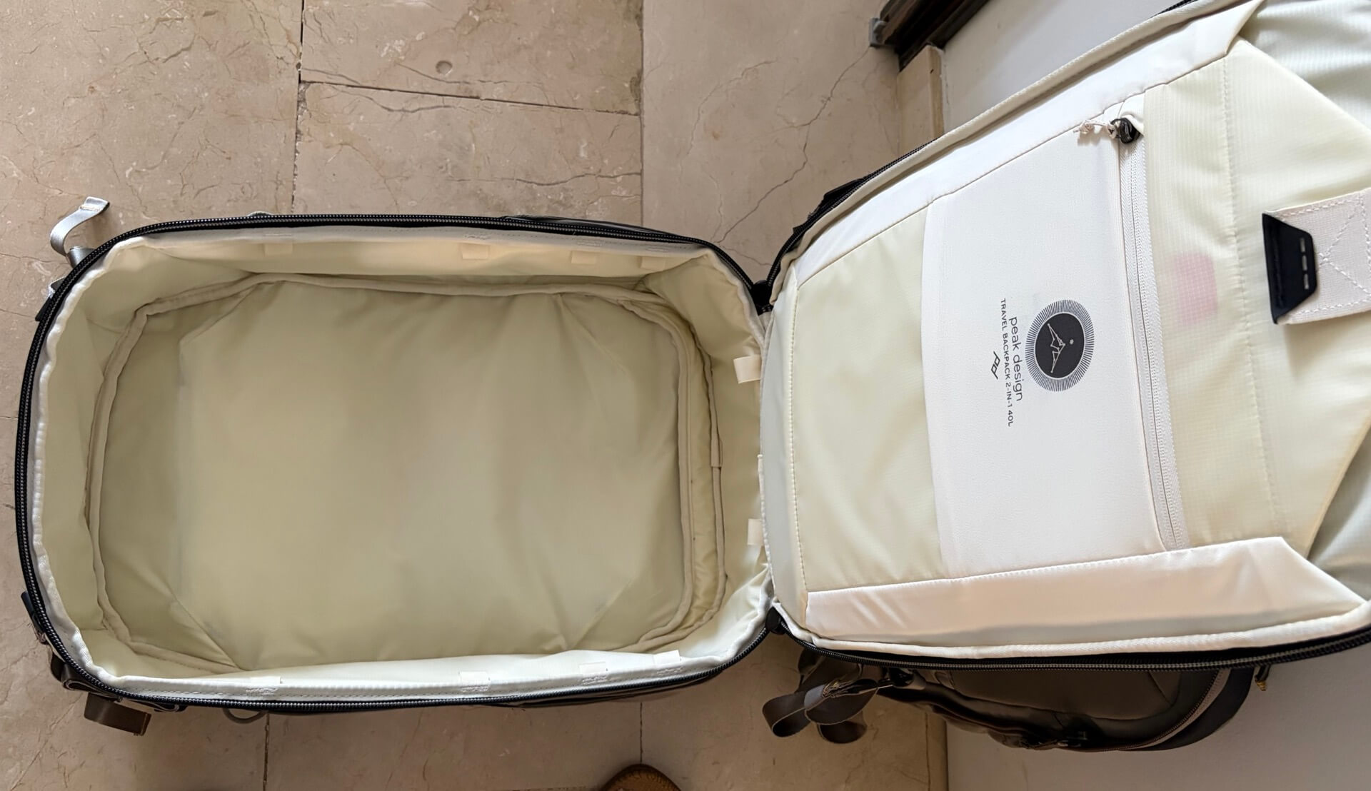 Why I prefer a 2-in-1 Peak Design backpack instead of a carry-on? inside