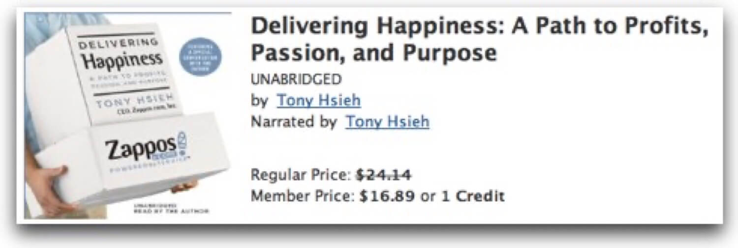 Delivering Happiness by Tony Hsieh - audiobook of the week