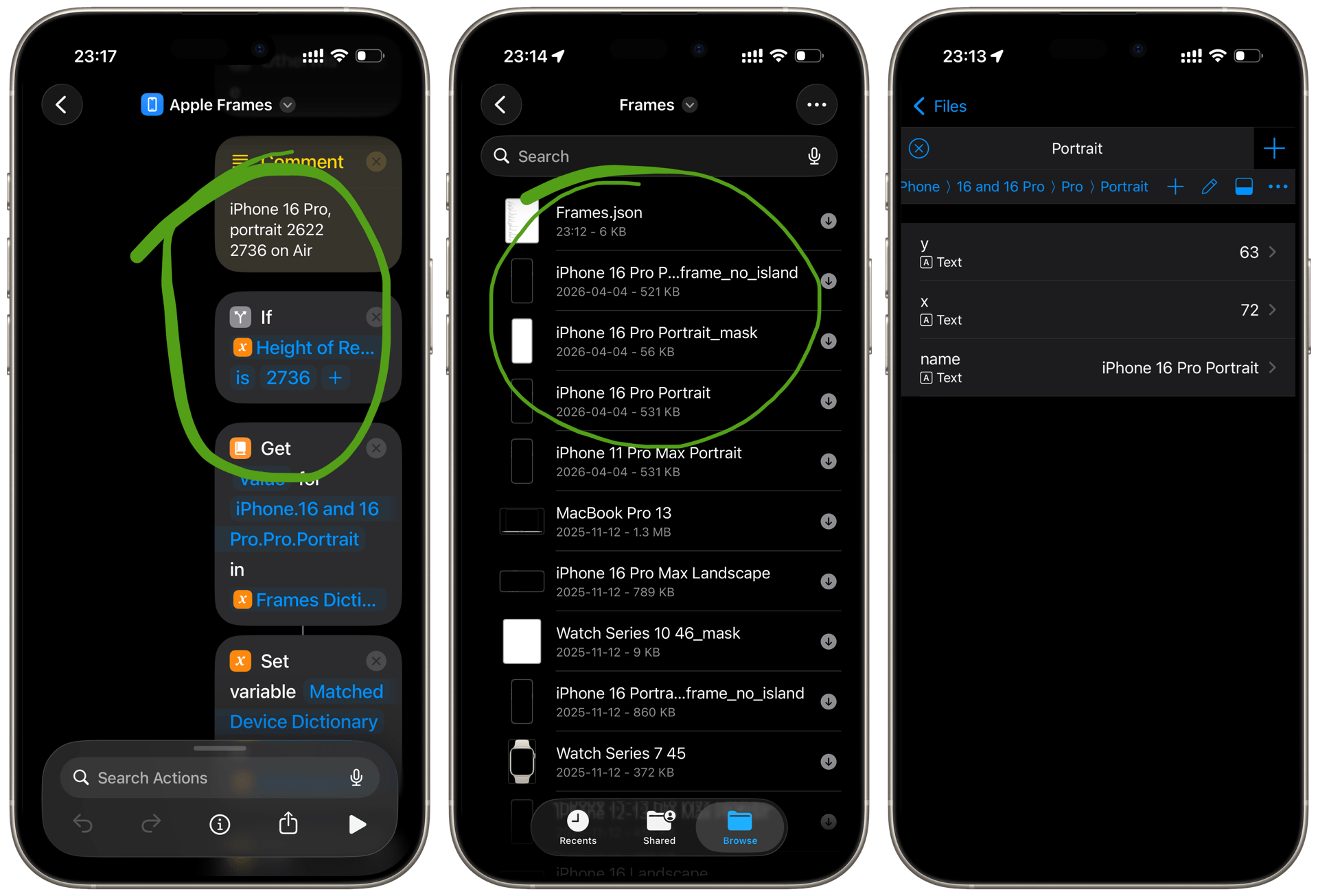 Apple Frames Shortcut modified for the iPhone Air