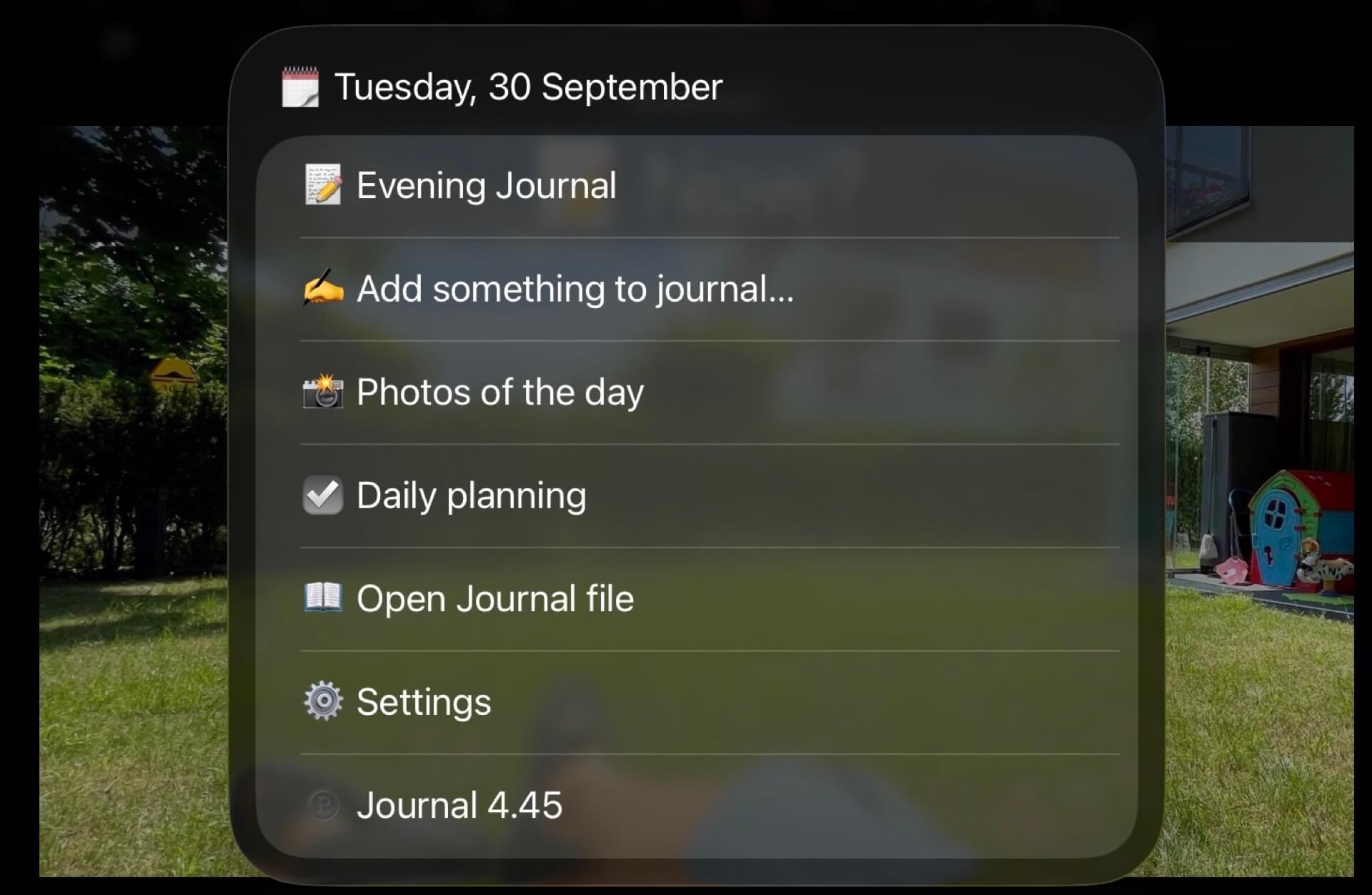 Journal 4 Shortcut - evening practice, morning gratitude and daily planning - upgraded! simplified menu