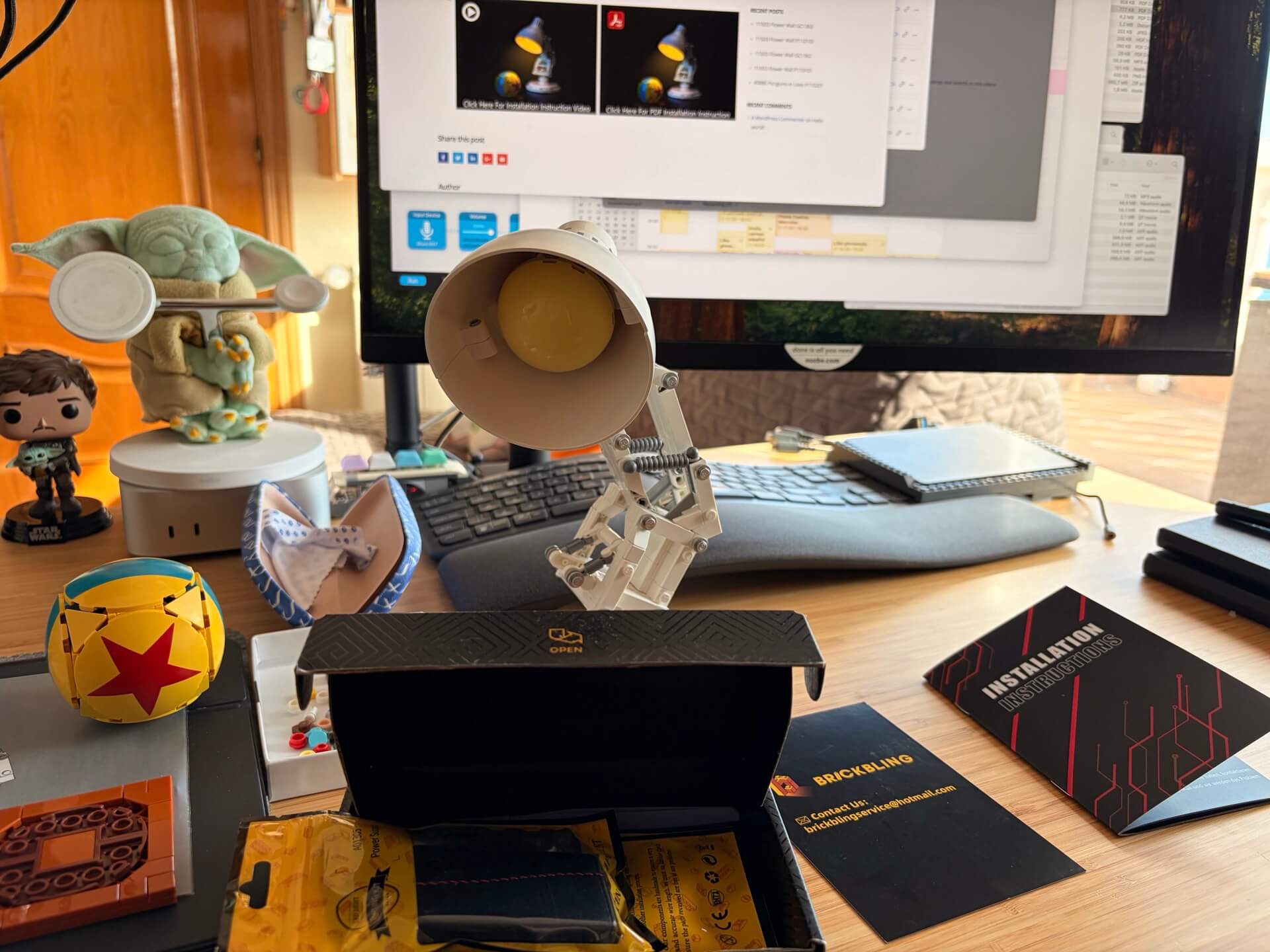 Lego Pixar Luxo Jr lamp with LED lights led