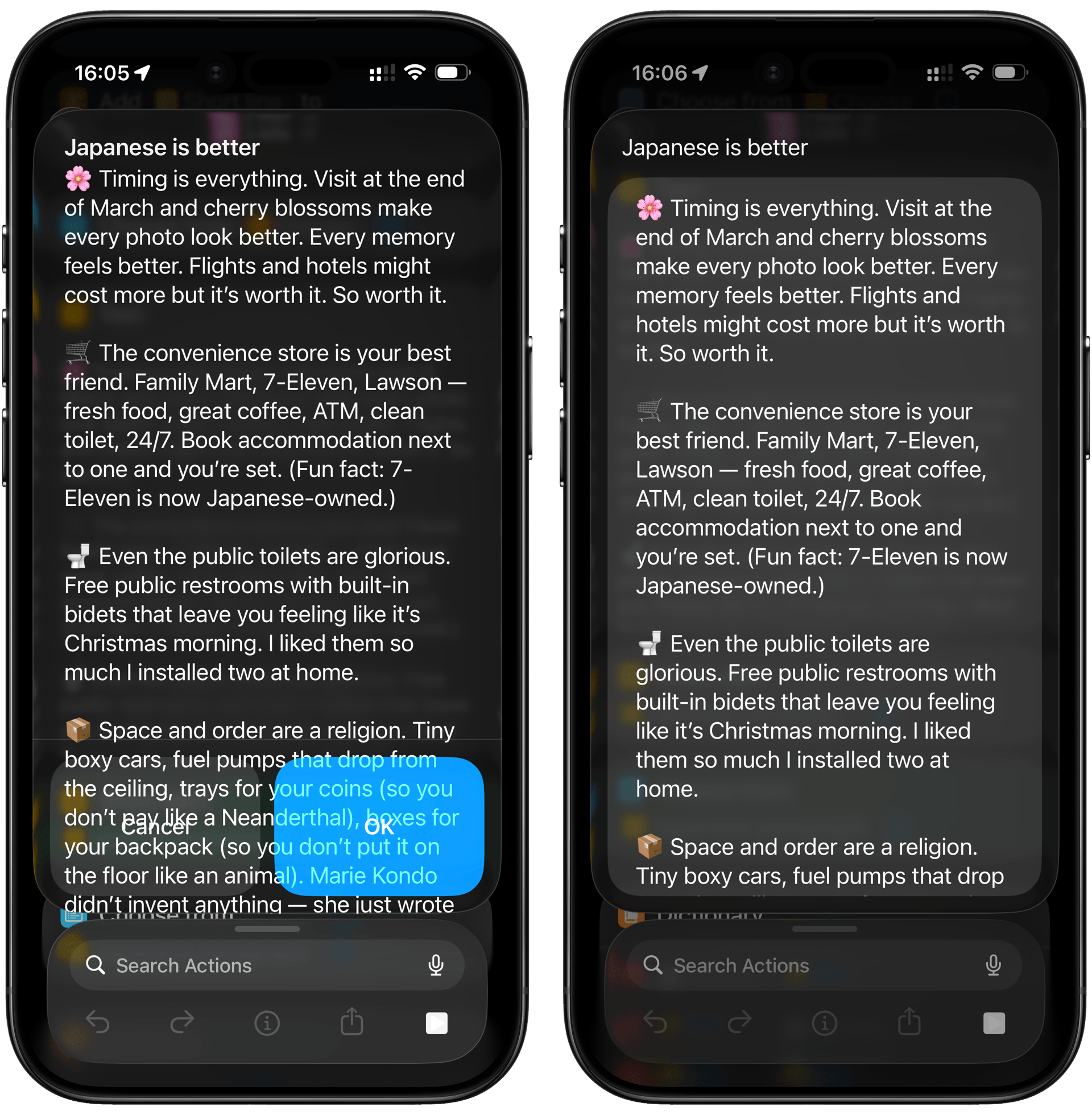 Formatting lists in Shortcuts alert