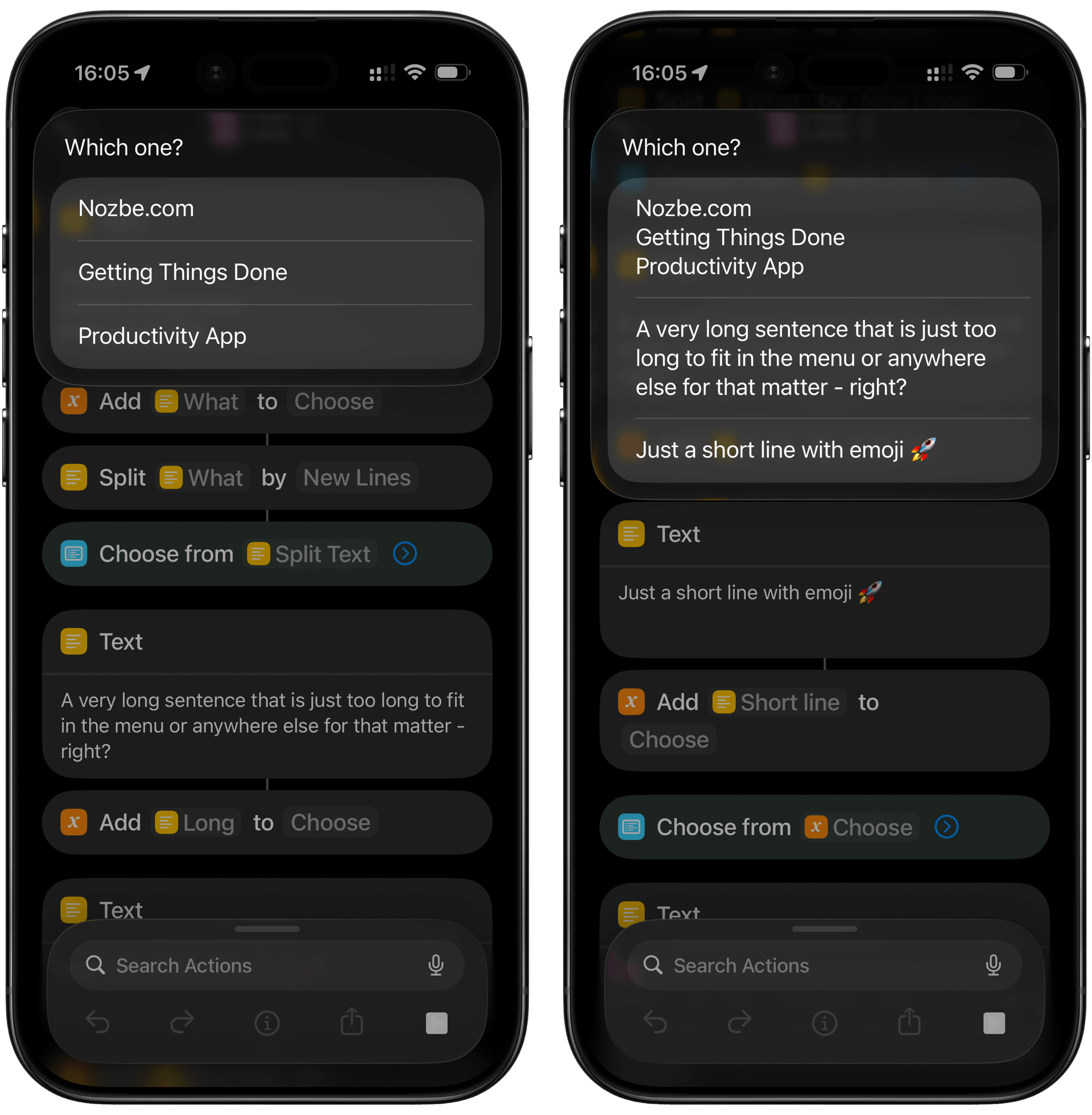 Formatting lists in Shortcuts list