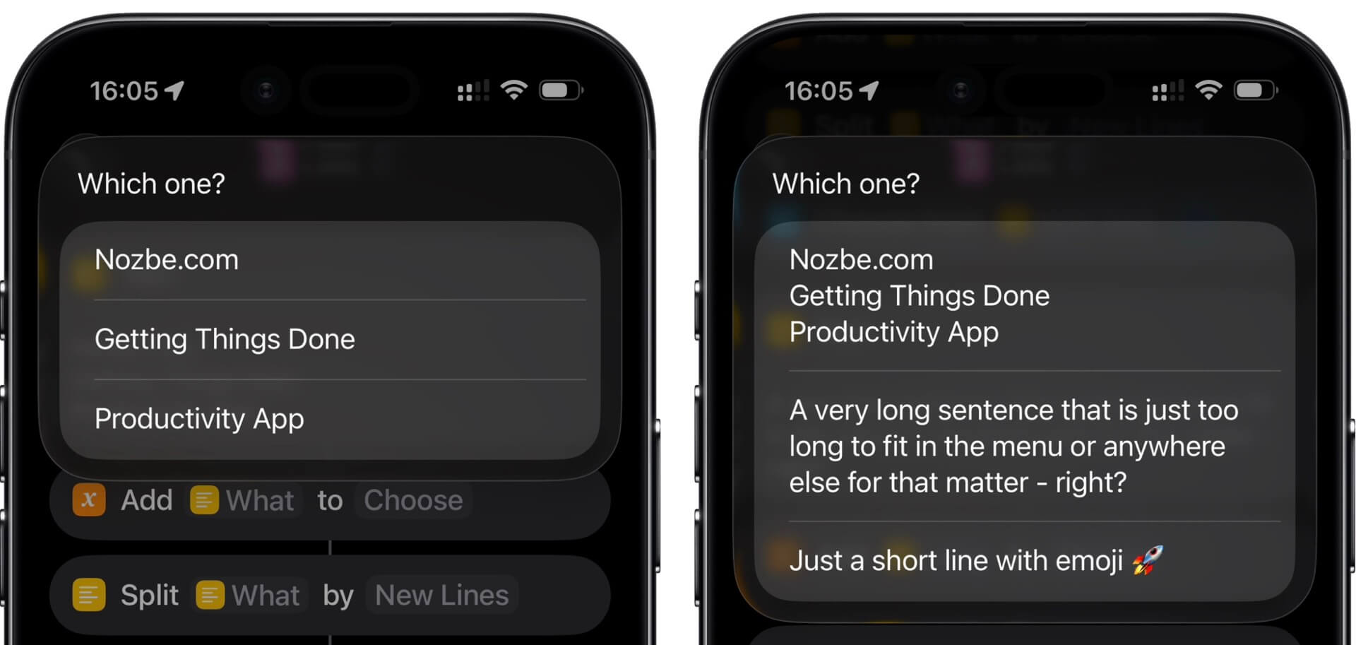 Formatting lists in Shortcuts