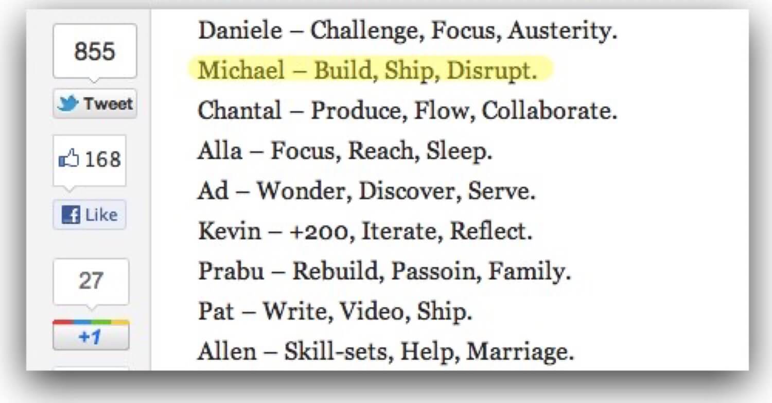 My 3 Words for 2012: Build, Ship, Disrupt