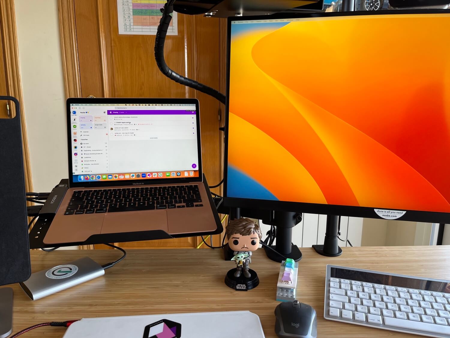 Home Office desk rearrangement - flipping monitor position, MacBook Air placement and iPad Pro setup 2