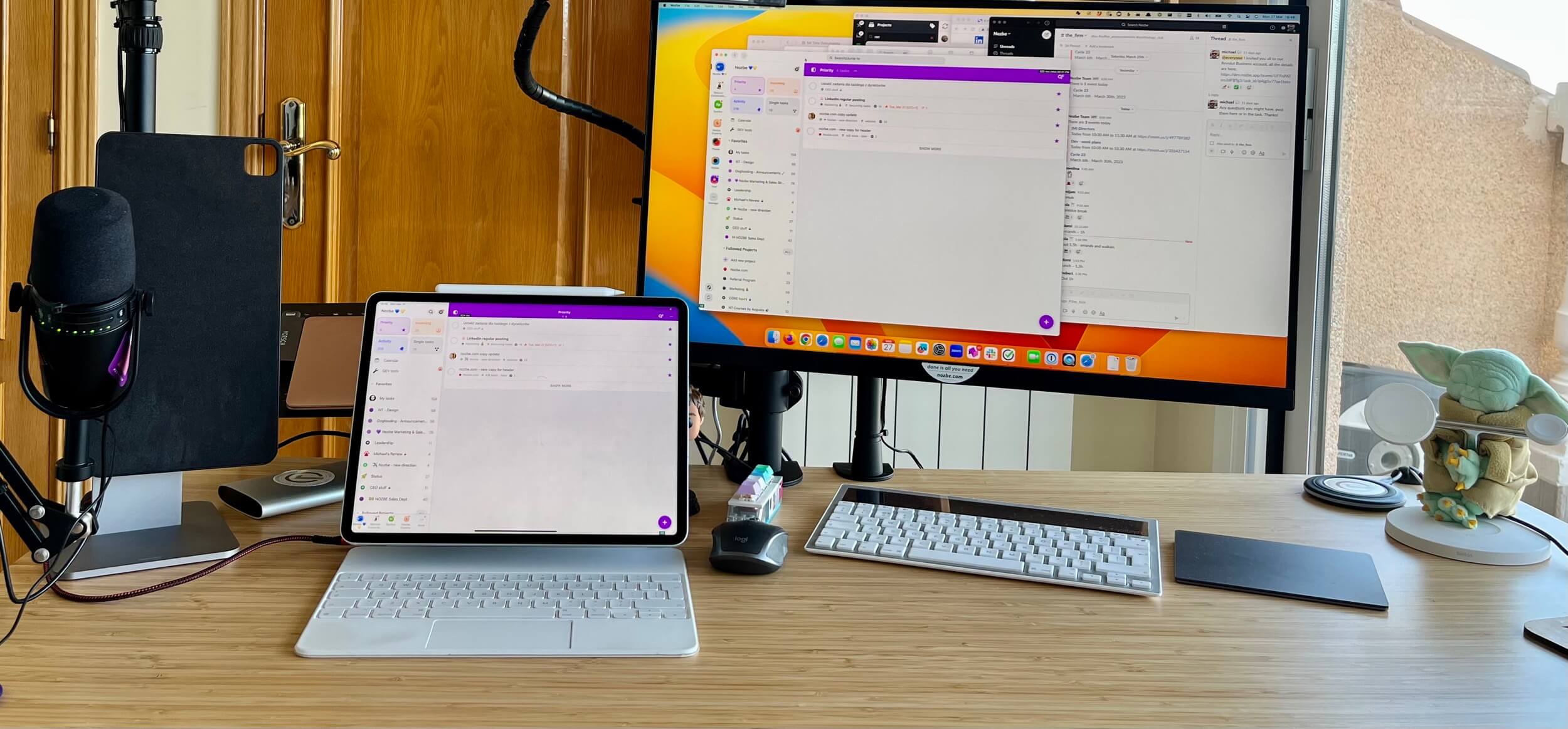 Home Office desk rearrangement - flipping monitor position, MacBook Air placement and iPad Pro setup