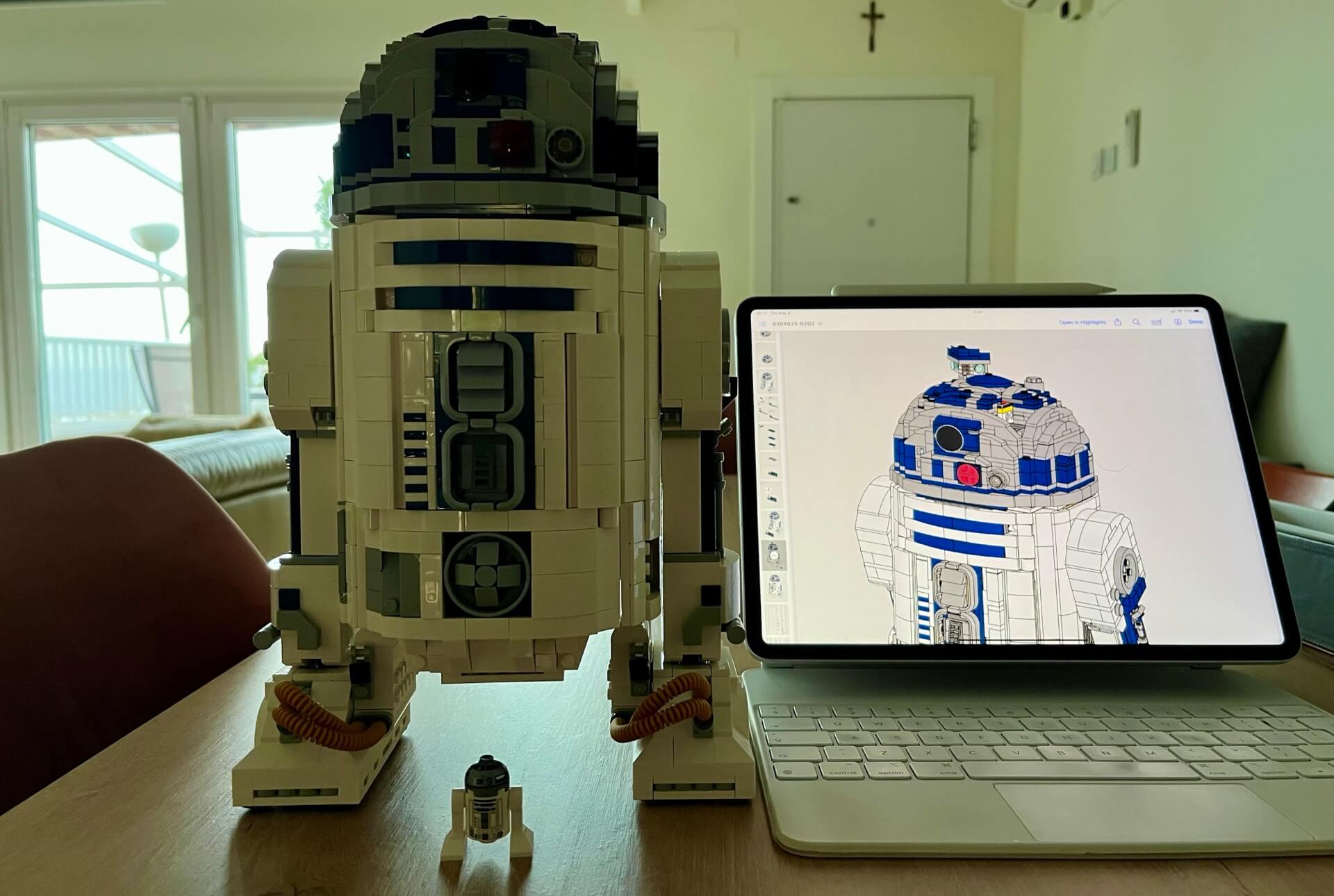 Building R2D2 Star Wars Lego robot which I got last Christmas done