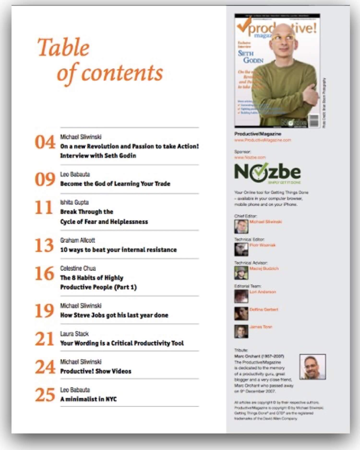 Seth Godin in Productive! Magazine #10