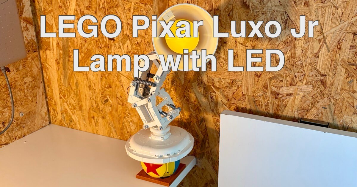 Lego Pixar Luxo Jr lamp with LED lights